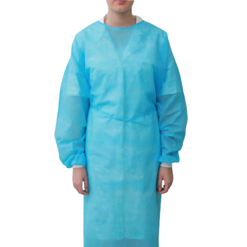 Xалат медичний з нетк. матеріалу 30 мг, синій з манжетою, на зав'язках, розмір L